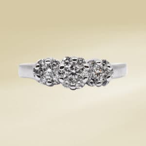 14K White Gold with Round Cut Diamonds