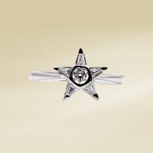 18K White Gold with Baguette and Round Cut Diamonds