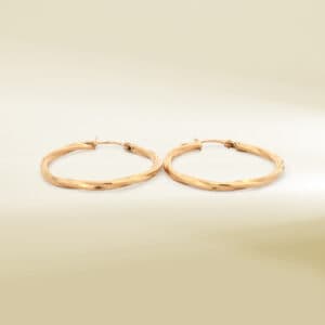 18K Yellow Gold Twisted Hoop Earrings
