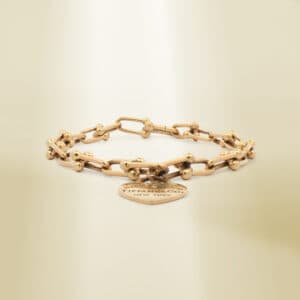18K Yellow Gold Brand-Inspired with Heart Charm Bracelet