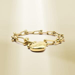 18K Yellow Gold Brand-Inspired with Heart Charm Bracelet