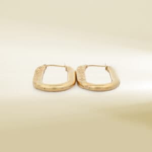 18K Yellow Gold Brand-Inspired Oval Shape Hoop Earrings