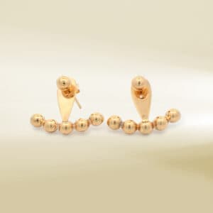 18K Yellow Gold Ball Design Ear Jacket Earrings