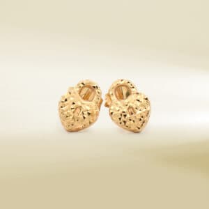 18K Yellow Gold Heart Design /Lock Shaped Earrings