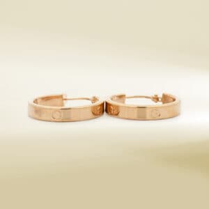 18K Yellow Gold Brand Inspired Hoop Earrings