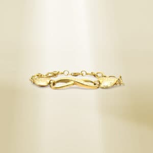 18K Yellow Gold Heart and Infinity Layered Bracelet