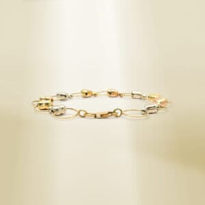 18K Tri-Color Heart Design Bracelet