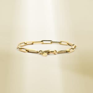 18K Yellow Gold Paperclip Chain Bracelet