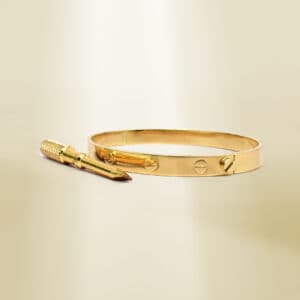 18K Yellow Gold Brand-Inspired Screw Type Bangle