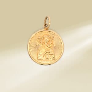 18K Yellow Gold Religious Pendant