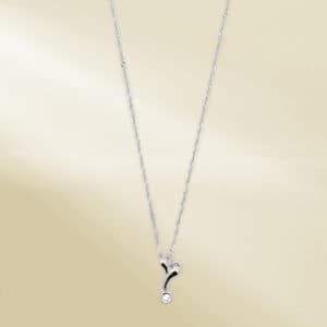 18K White Gold Twisted Chain Necklace and Pendant with 1 BTE Diamond