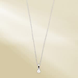 18K White Gold Cable Chain Necklace and Pendant with 1 BTE Diamond