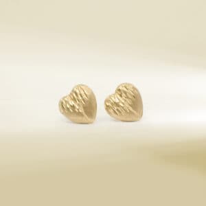 18K Yellow Gold Heart Stud Earrings