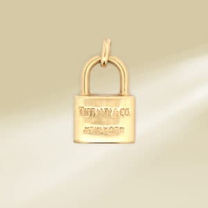 18K Yellow Gold Brand Inspired Lock Design Pendant